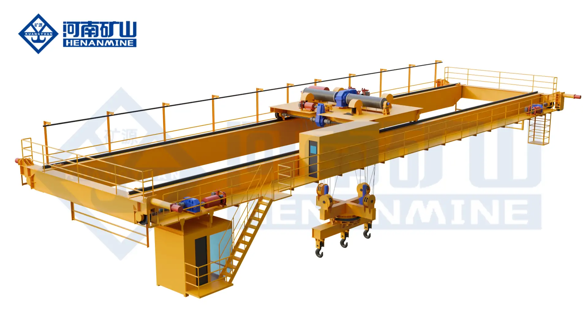 Under-rotating suspended girder bridge crane solution